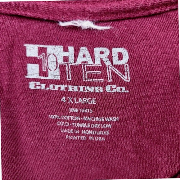 Hard Ten Clothing Co Chief Hustler‎ T Shirt Sz 4XL Graphic Burgundy Red - Picture 4 of 4